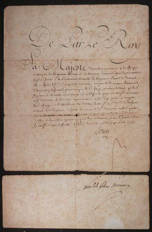 1775 France Versailles nomination Louis XVI major Régiment Provincial
