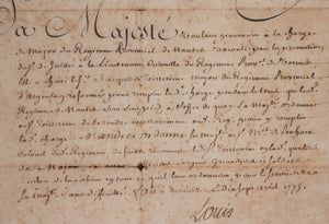1775 France Versailles nomination Louis XVI major Régiment Provincial