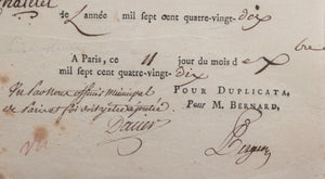 1791 Paris Révolution autographe Duc Du Chatelet (guillotiné)