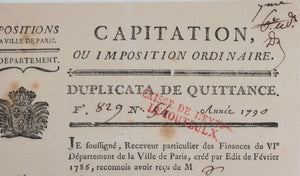 1791 Paris Révolution autographe Duc Du Chatelet (guillotiné)