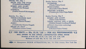 1943 USA Metropolitan Opera house – schedule Russian Ballet