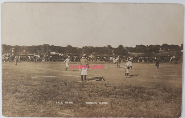 c.1910s USA photo postcard of baseball games in Verdon NE
