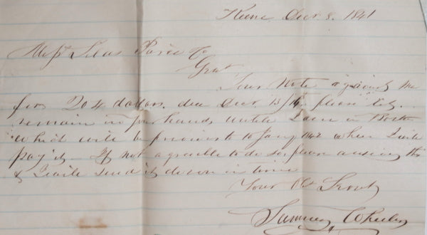 1841 USA letter NH Representative Wheeler to Boston merchant Pierce