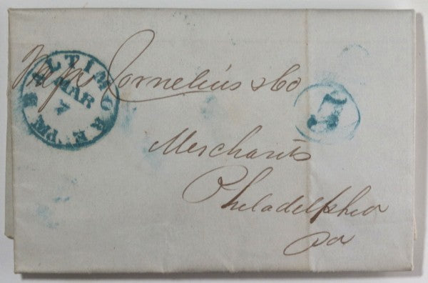 1848 USA letter Baltimore to merchant Cornelius & Co Philadelphia