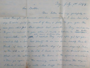1844 USA Troy NY letter sister to brother in Guilford Center NY