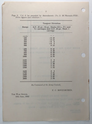 1942-43 Canada WW2 military pamphlet range table for A.P. Projectiles