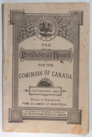 1884 Canada religious pamphlet The Presbyterian Record