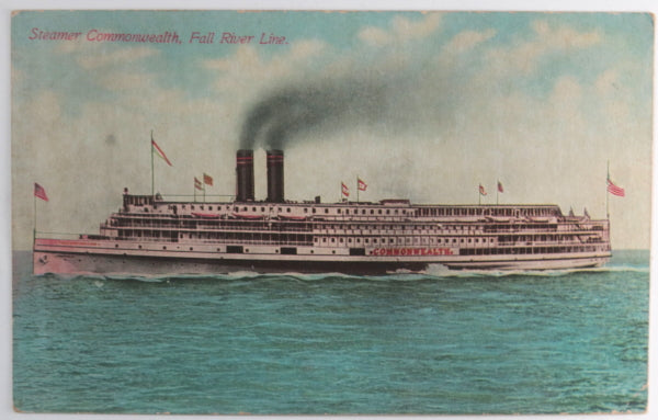 USA postcard USA steamer Commonwealth, Fall River Line (NY-MA)