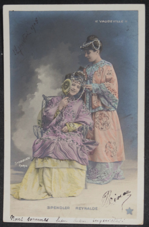 1905 France deux CPA théâtrales de Spendler et Reynalde