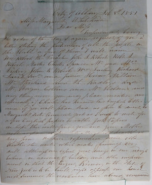 1851 USA letter from Albany to Turin NY, brewery, Sunday school