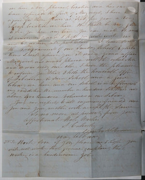 1851 USA letter from Albany to Turin NY, brewery, Sunday school