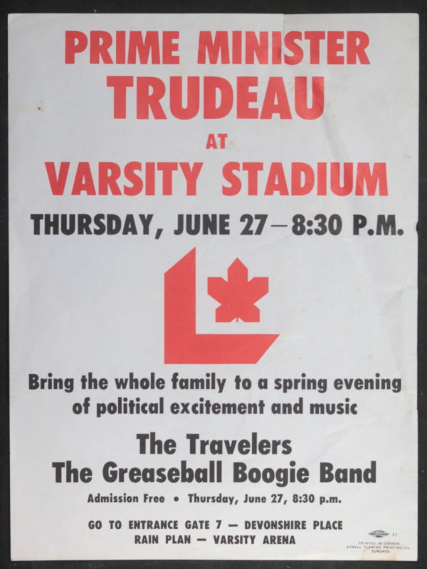 1974 Canada Federal election rally Varsity Arena Toronto