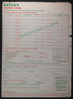 c. 1950s Canada Eaton’s Order Form and Charge Account Application (Qt. 2)