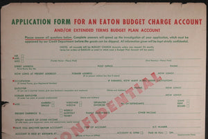 c. 1950s Canada Eaton’s Order Form and Charge Account Application (Qt. 2)