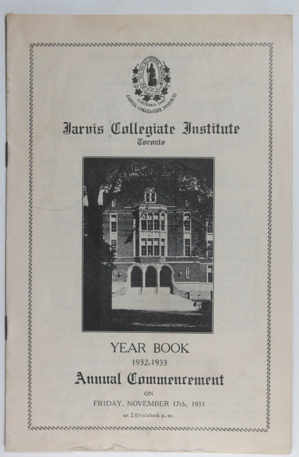 1932- 33 Canada Torpmto pamph;et Commencement Jarvis Collegiate