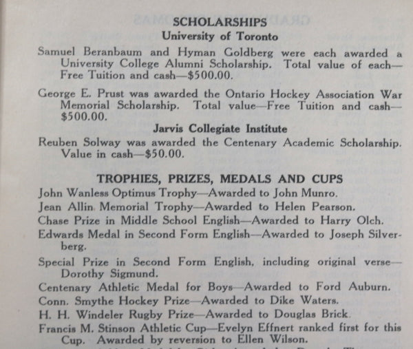1932- 33 Canada Torpmto pamph;et Commencement Jarvis Collegiate