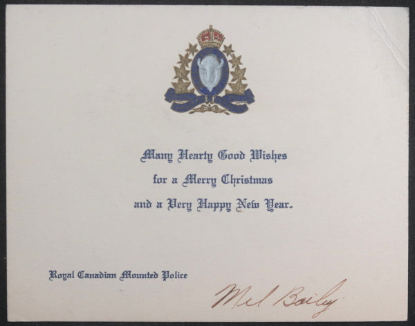 1940s Canada Royal Canadian Mounted Police holiday greetings card