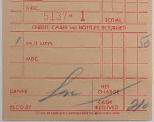 1944 USA set of seven (7) Seven-Up invoices/credits Minneapolis MN