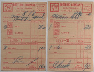 1944 USA set of seven (7) Seven-Up invoices/credits Minneapolis MN