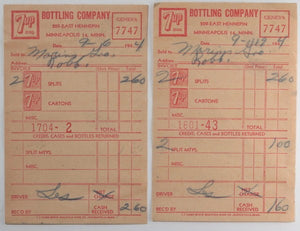 1944 USA set of seven (7) Seven-Up invoices/credits Minneapolis MN