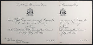 1945 WW2 London UK invitations Dominion Day, Canada High Commissioner