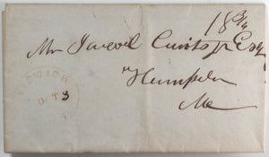 1844 USA letter Ipswich MA to Hampden ME, ship supplies