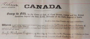1929 Canada Federal Indian Land Sale Manitoulin Island (ON)