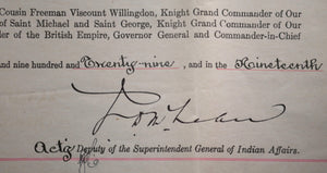 1929 Canada Federal Indian Land Sale Manitoulin Island (ON)