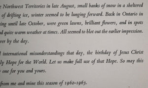 1962 Canada holiday greetings card from Flora McCrea Eaton