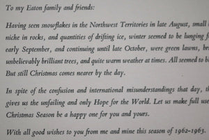 1962 Canada holiday greetings card from Flora McCrea Eaton