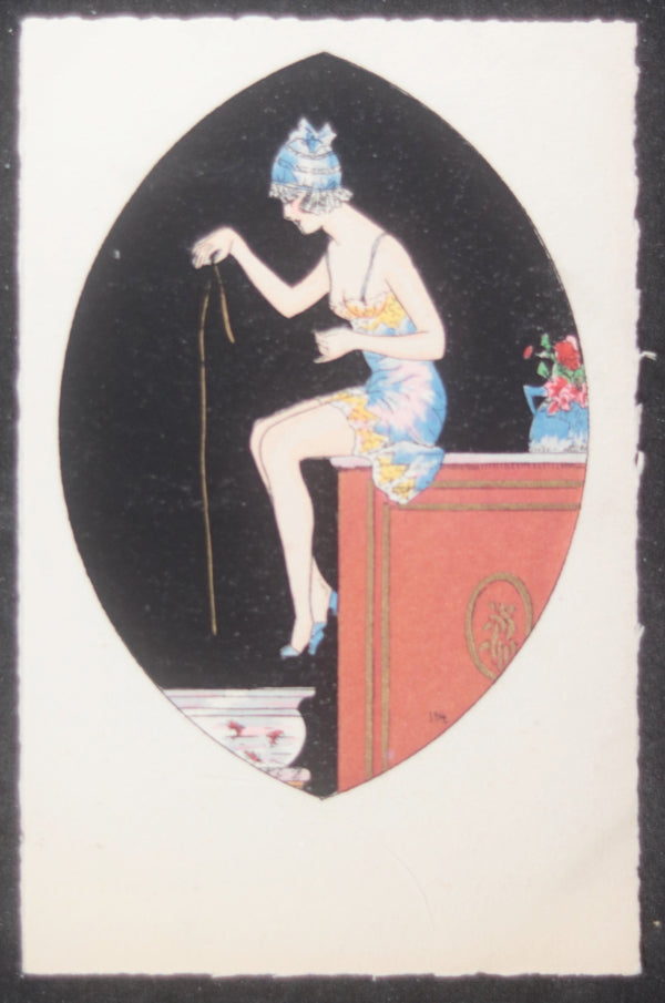 1926 France carte postale Art Deco mode féminine