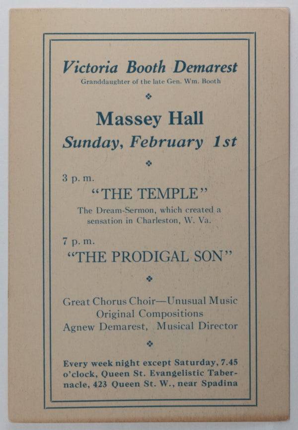1925 Canada Toronto advertising evangelical gathering Salvation Army