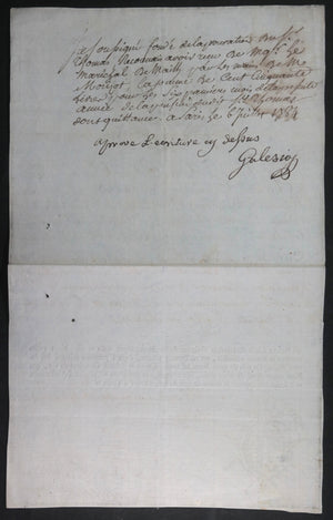 1784 Baron de Choiseul Maréchal Mailly certificat valet Sardaigne