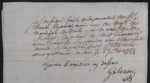1784 Baron de Choiseul Maréchal Mailly certificat valet Sardaigne
