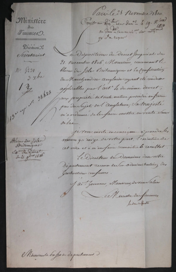 1810 France Ministre Finances Gaete blocus britanniques marchandises