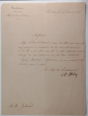 1835 Paris remerciement nouvel an Secrétariat S.A.R. Duc d’Orléans