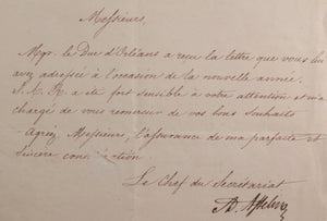 1835 Paris remerciement nouvel an Secrétariat S.A.R. Duc d’Orléans