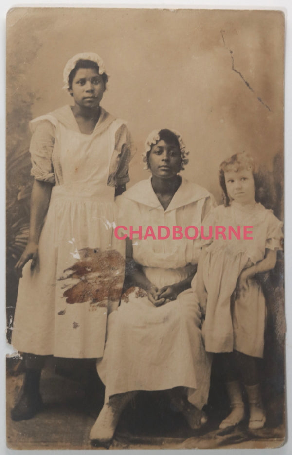 1920s USA (AB?) photo postcard Afr. American maids with child
