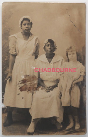 1920s USA (AB?) photo postcard Afr. American maids with child