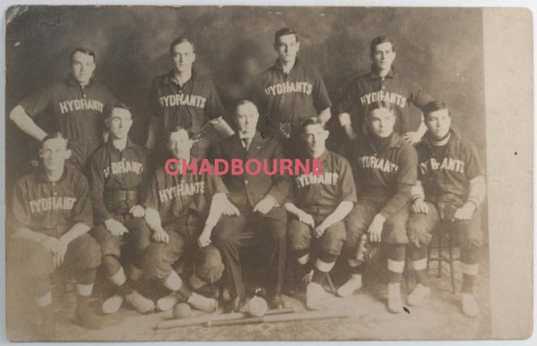 c.1908 USA RPPC Geneva NY Hydrants (firemen) indoor baseball team