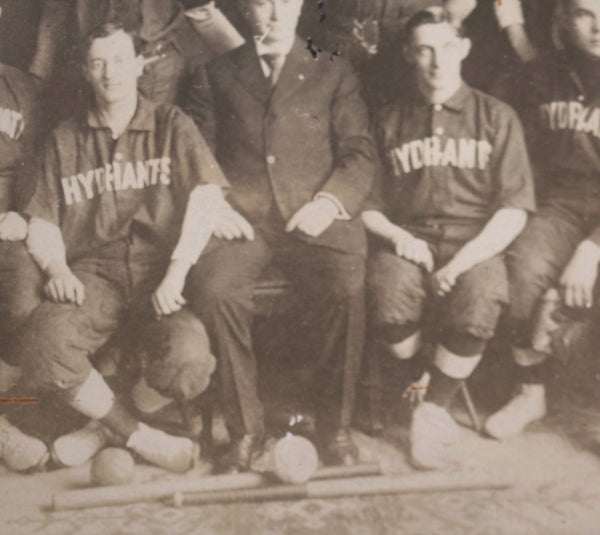 c.1908 USA RPPC Geneva NY Hydrants (firemen) indoor baseball team