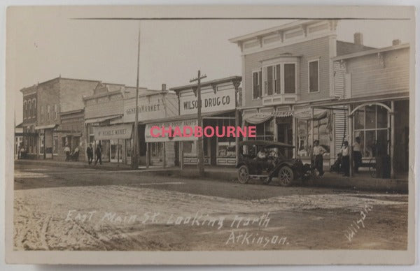 c. 1910 USA RPPC photo postcard Main Street Atkinson Nebraska