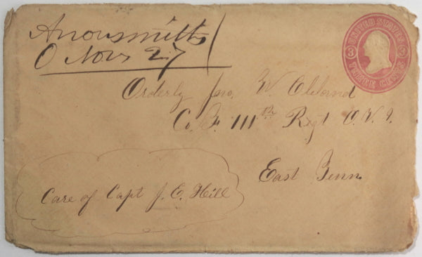 1863 Civil War USA letter Ohio to 111th OVI East Tennessee