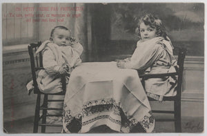 1905 France deux CPA humoristiques, fille et son petit frère