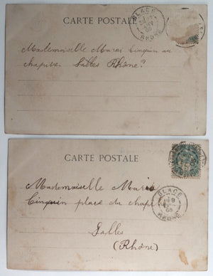 1905 France deux CPA humoristiques, fille et son petit frère