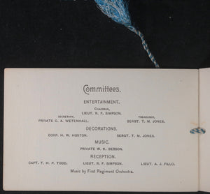 1889 USA Philadelphia 1st Regiment Infantry National Guard Dance Card 