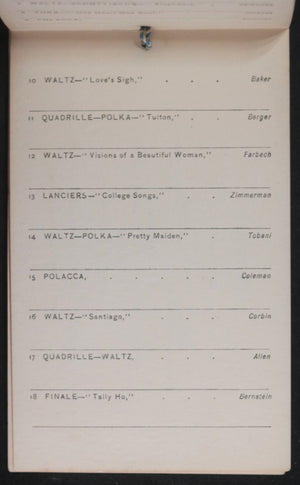1889 USA Philadelphia 1st Regiment Infantry National Guard Dance Card 