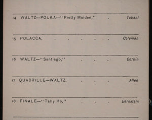 1889 USA Philadelphia 1st Regiment Infantry National Guard Dance Card 