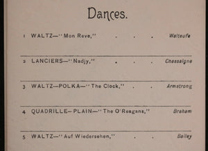 1889 USA Philadelphia 1st Regiment Infantry National Guard Dance Card 