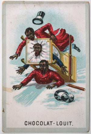 c. 1900 France carte publicité chromolitho Chocolat Louit Bordeaux